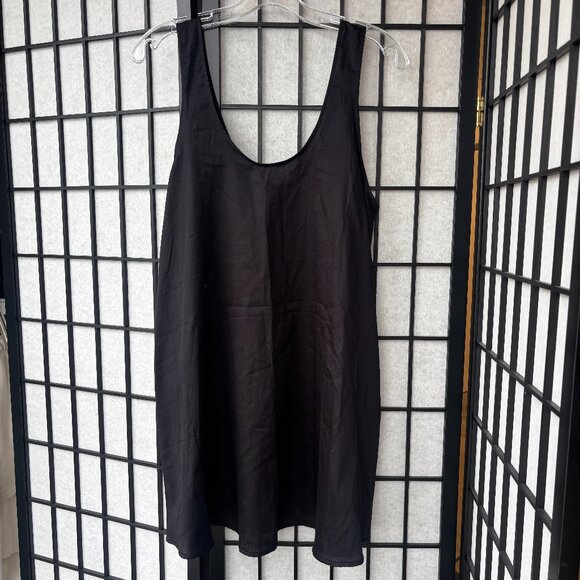 LESET Yoko Mini Cotton Tank Dress in Black - Picture 1 of 3